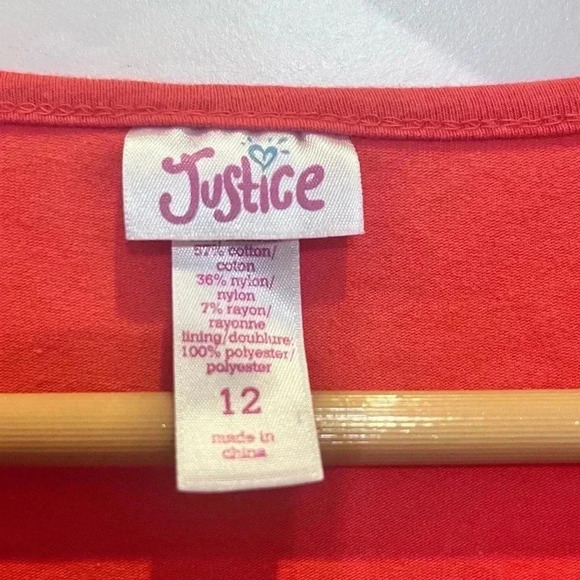 Vintage Justice girls tropical orange lined lace dress with sparkly sequins - Picture 5 of 6